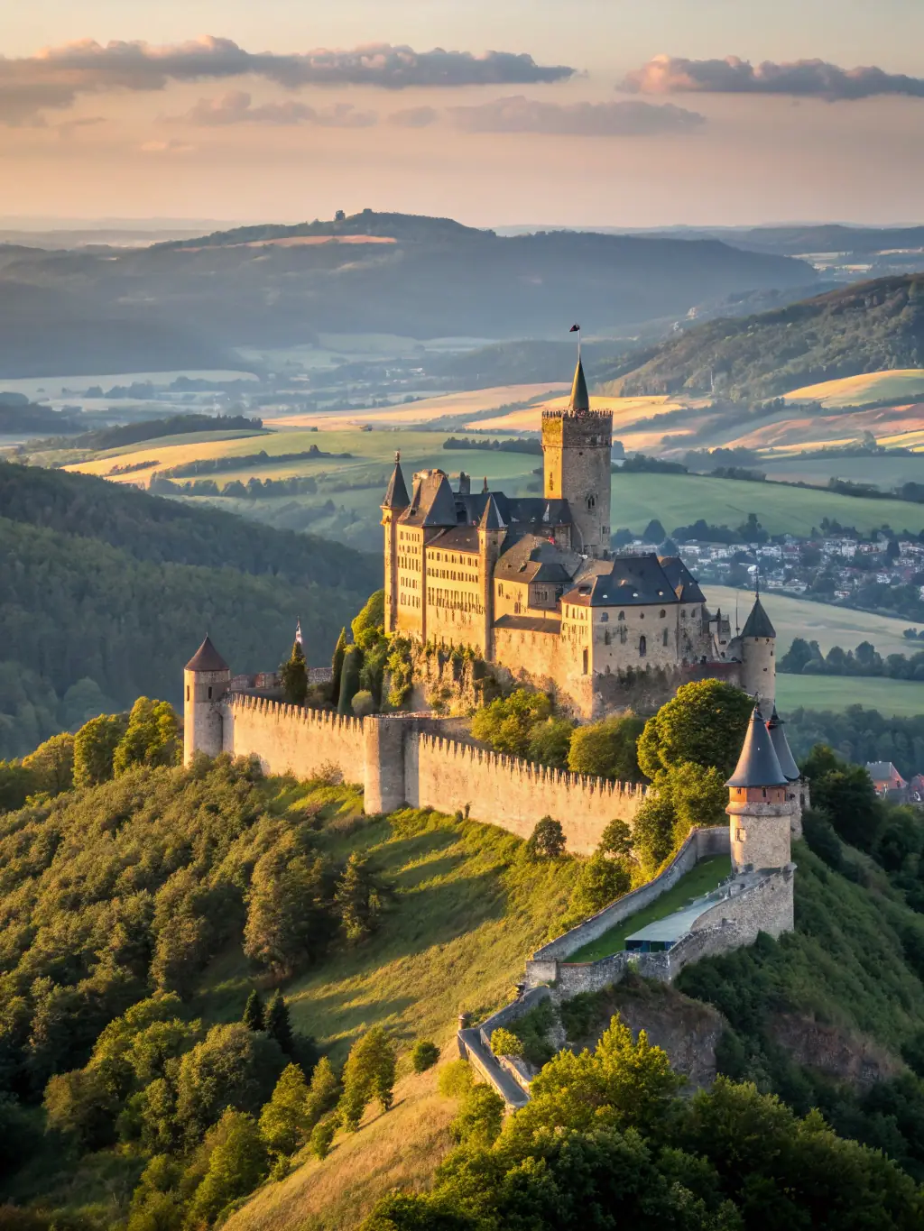 A photograph capturing the Château de la Hunaudaye at dawn, symbolizing the enduring legacy and commitment to preservation.